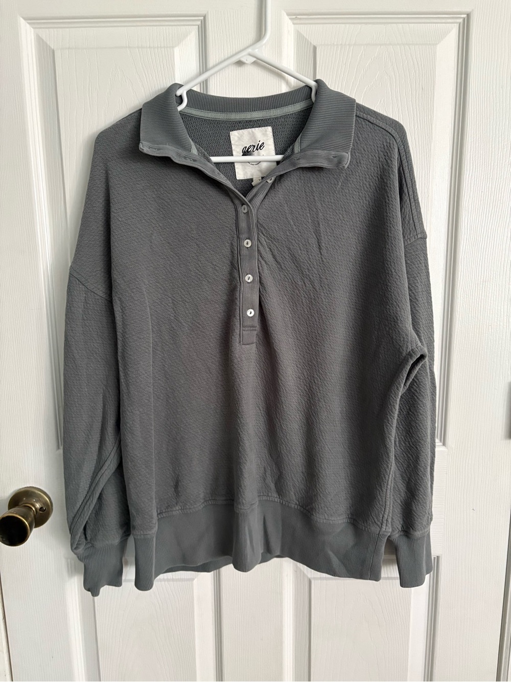 aerie womens Gray Snap-Front Pullover Sweatshirt
